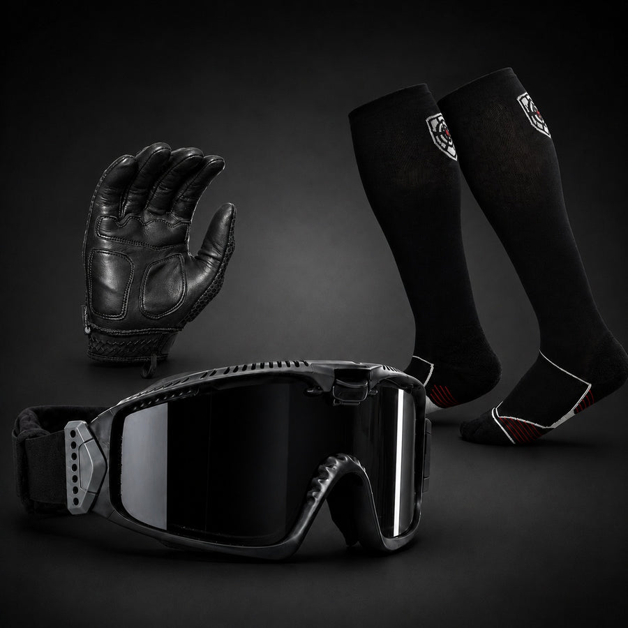 KIT PRO TACTICAL GLOVES + ESS INFLUX BALLISTIC GOGGLES + HIGH PERFORMANCE SOCKS